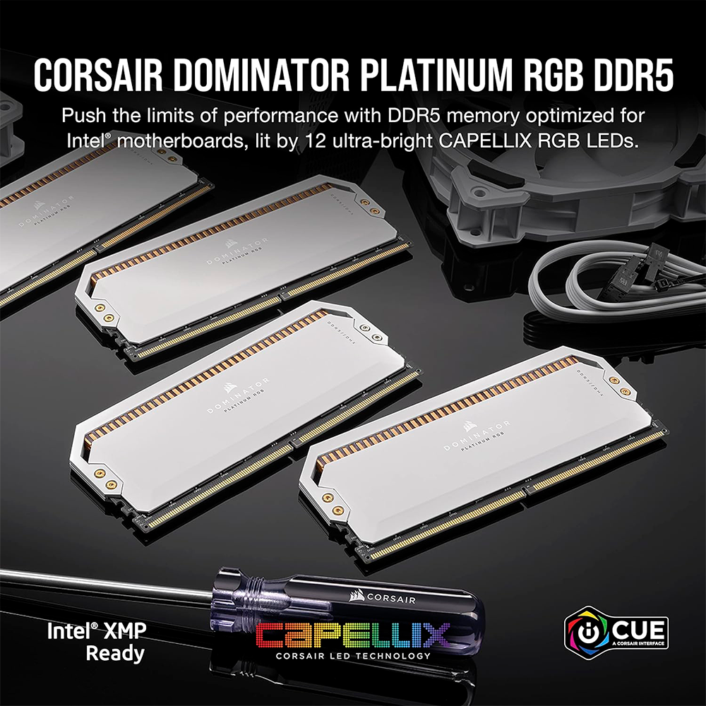 Kit Memoria RAM Corsair Dominator Platinum RGB Blanca DDR5 5200MHz 64GB 2 x 32GB