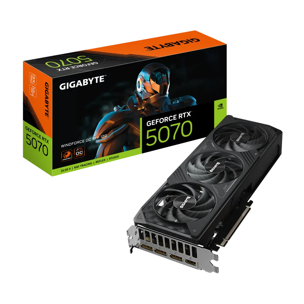 Tarjeta de Video GIGABYTE GeForce RTX 5070 WINDFORCE OC SFF 12GB