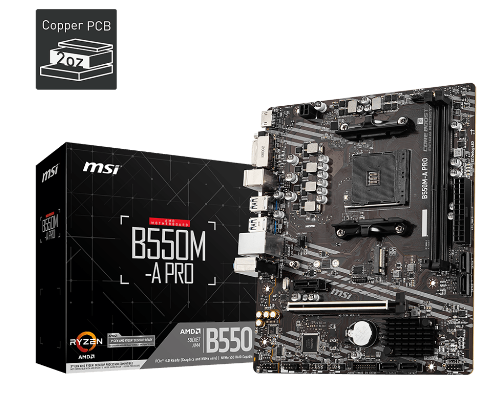 Tarjeta Madre MSI B550M-A PRO | S-AM4 | Micro ATX | Compatible con DDR4