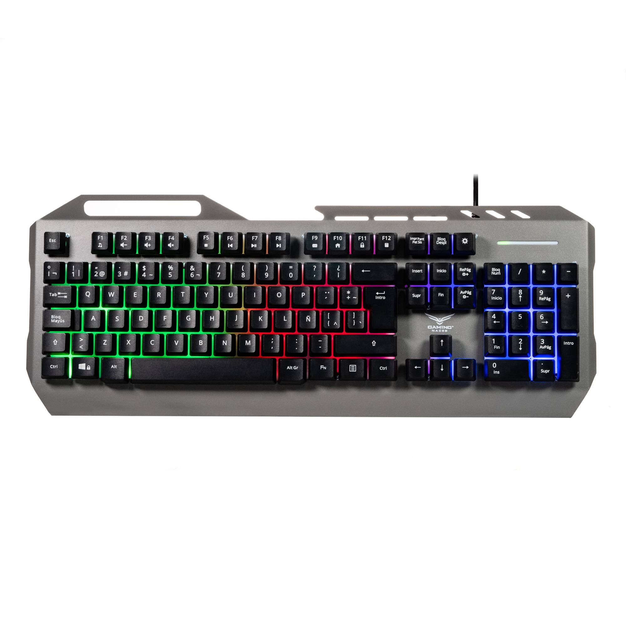 Teclado Naceb (NA-0966) Cyber Steel | Membrana | Multicolor | Plata