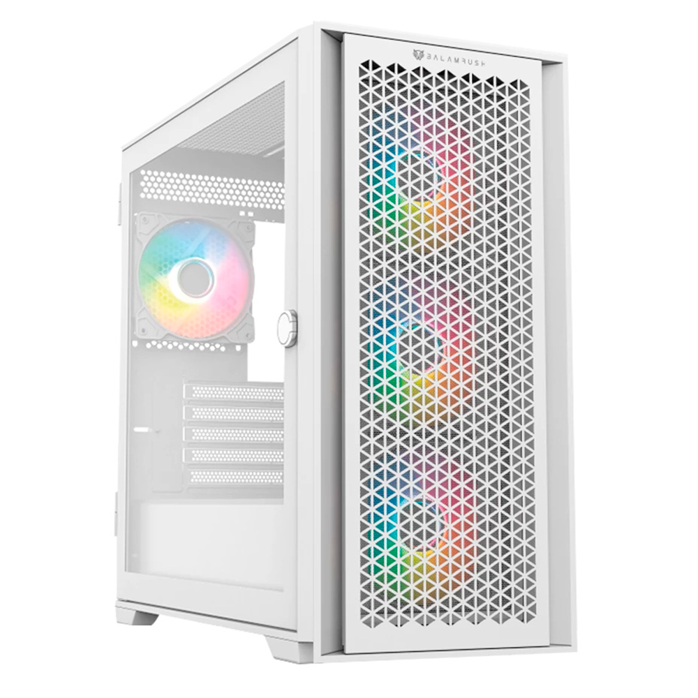 Gabinete Balam Rush Carbono Twin Mate 6000 ARGB- ATX- Incluye 4 Ventiladores- Blanco