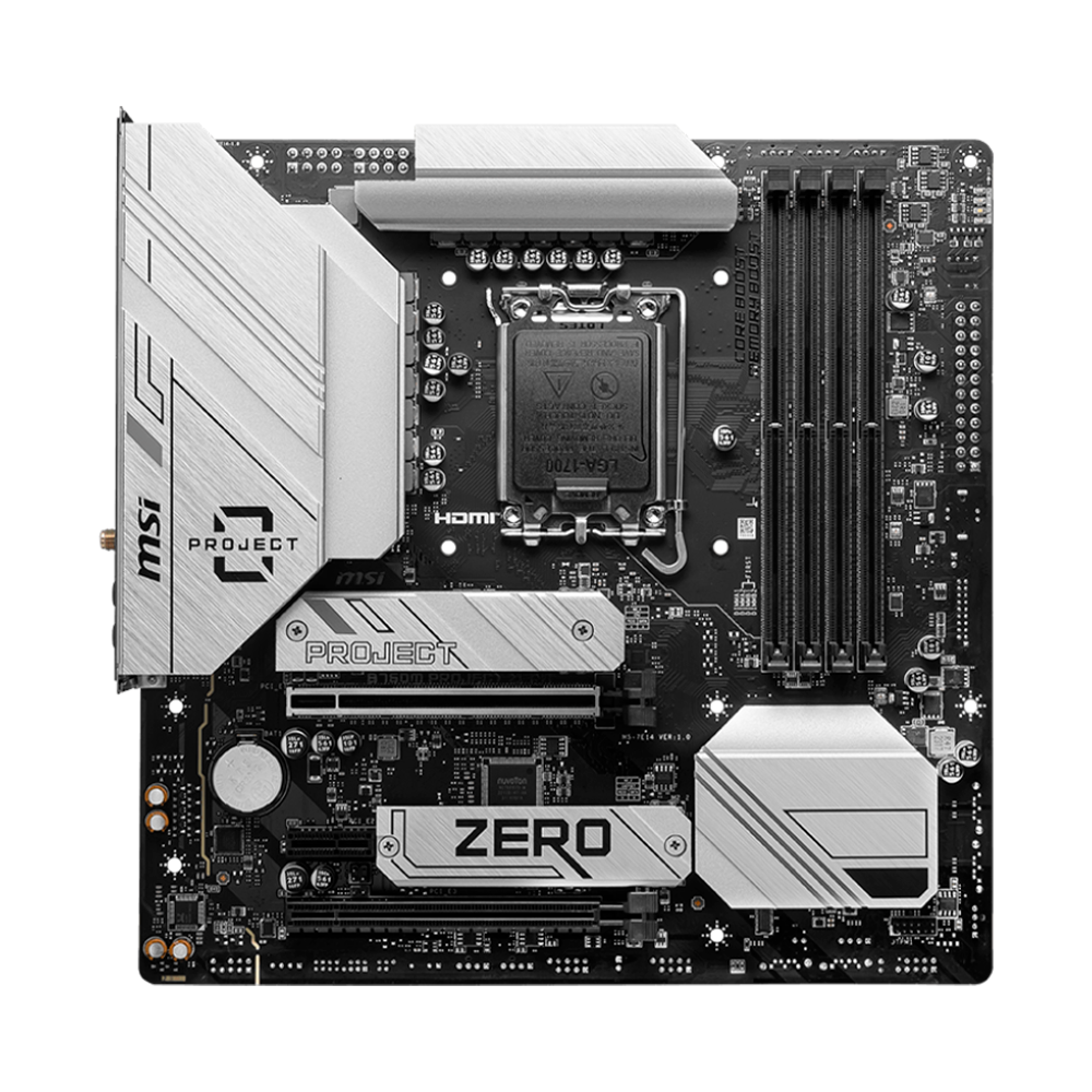 Tarjeta Madre MSI B760M PROJECT ZERO - LGA 1700 - Micro ATX - Compatible con DDR5