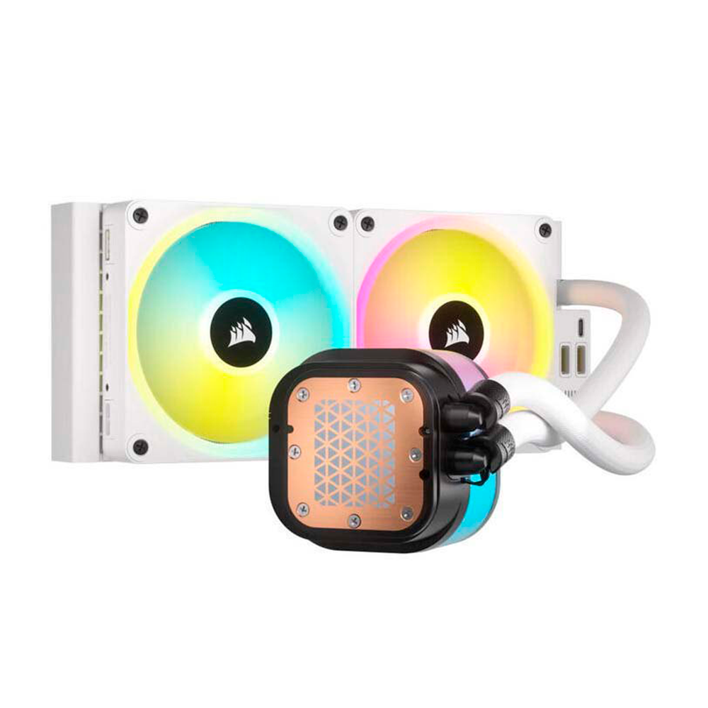 Enfriamiento Liquido Corsair iCUE Link H100i RGB AIO para CPU 240mm - Blanco