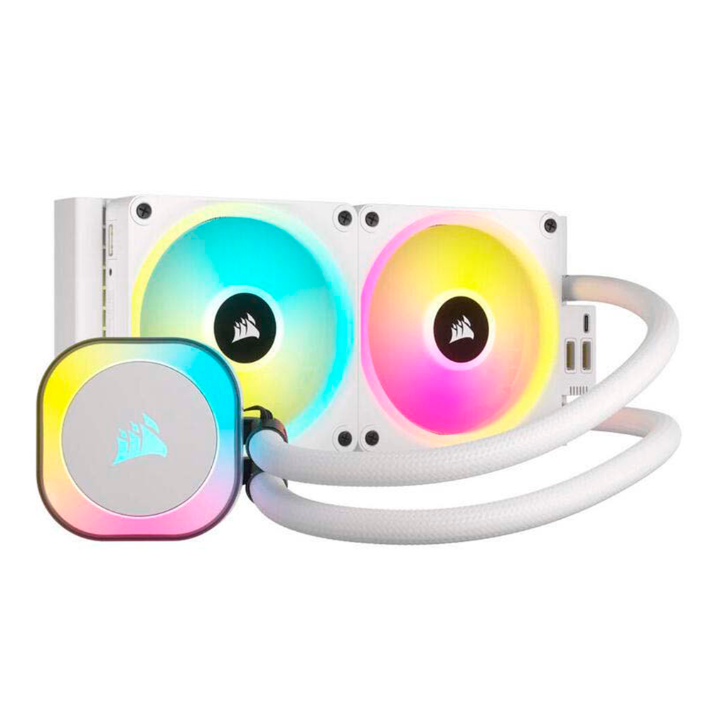 Enfriamiento Liquido Corsair iCUE Link H100i RGB AIO para CPU 240mm - Blanco
