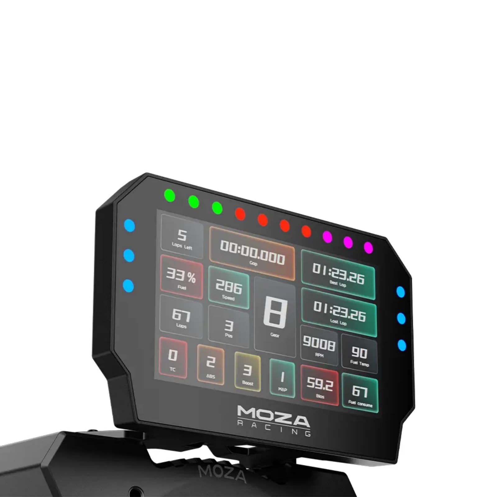 Moza CM2 HD Racing Dash — Pantalla De Carreras De 5" Con Indicadores RGB, Interfaz Personalizable