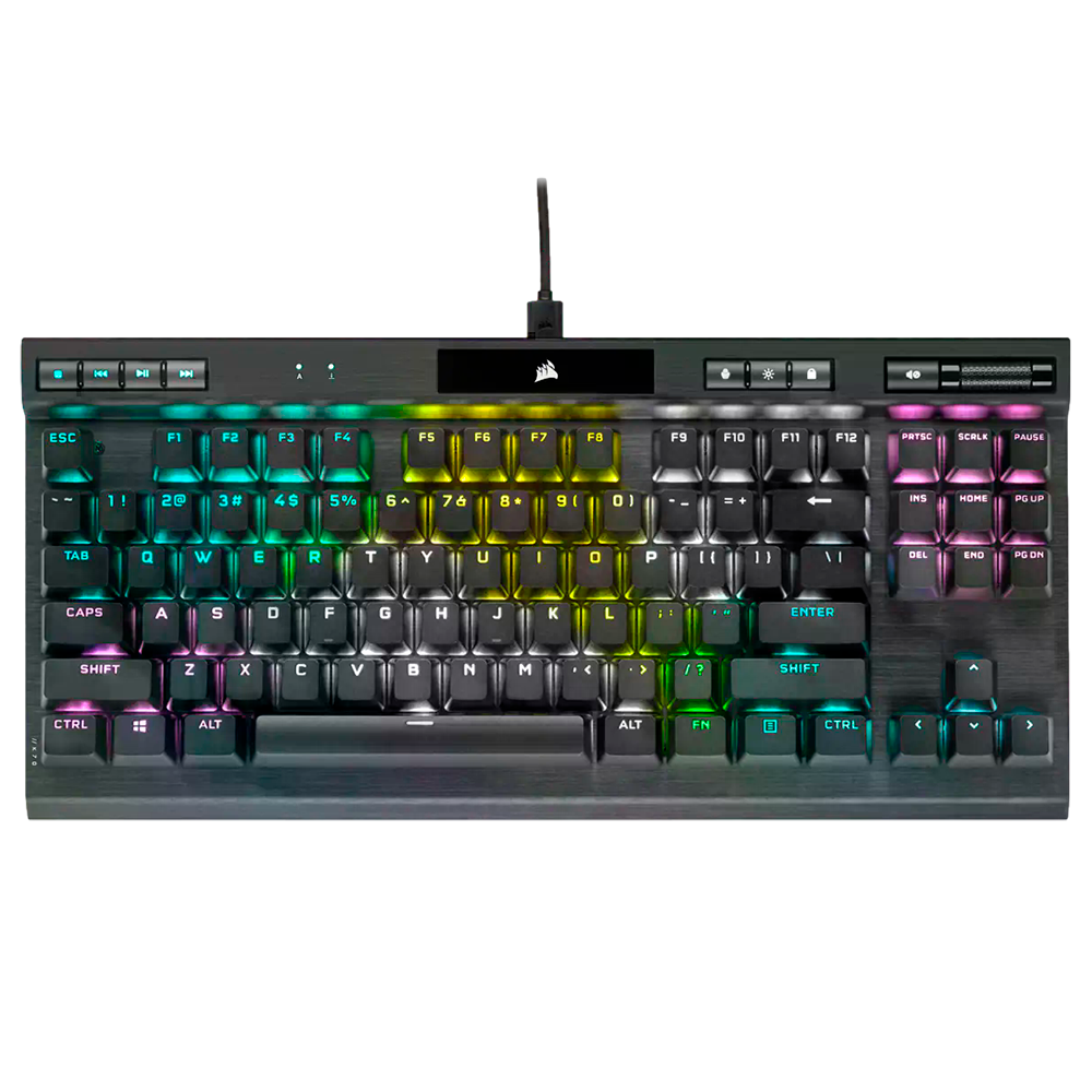 Teclado Gamer Mecanico Corsair K70 RGB TKL Champion RGB TKL- Cherry MX RGB Speed - Alambrico - Negro (Ingles)