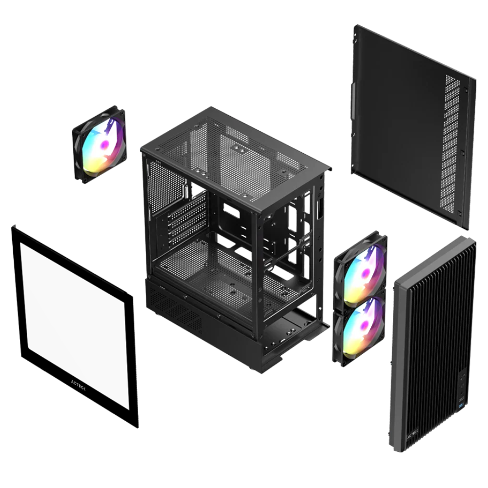 Gabinete Acteck Zyron GC606, Micro-ATX, Incluye 3 ventiladores 120 mm, Negro