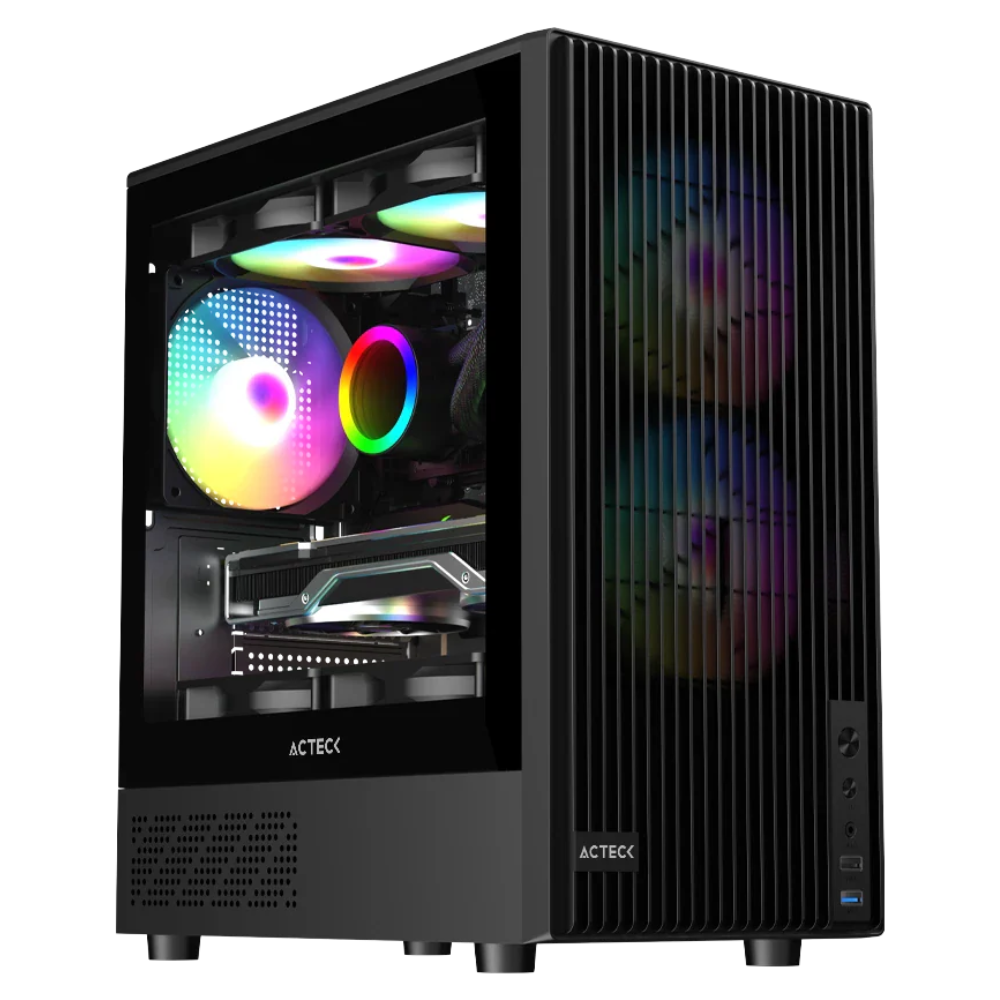 Gabinete Acteck Zyron GC606, Micro-ATX, Incluye 3 ventiladores 120 mm, Negro