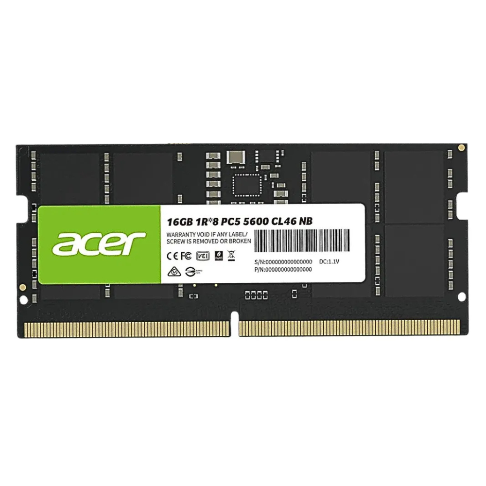 Memoria RAM Acer SD200 SODIMM, DDR5, 5600MHz, 16GB, CL40.