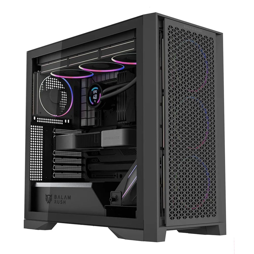 Gabinete Balam Rush Carbono Polar Twin Mate 9900, ATX, Incluye 5 ventiladores, Negro.