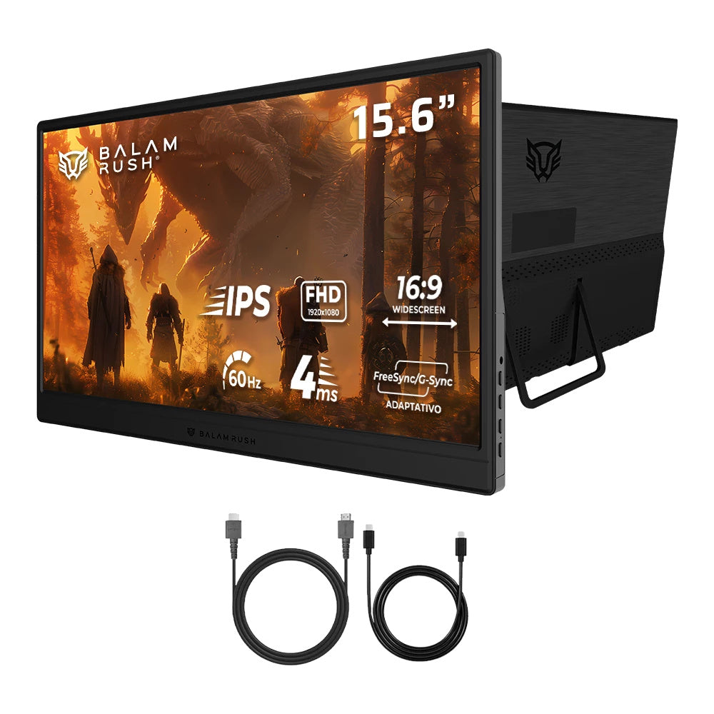 Monitor Portatil 15.6" Balam Rush Nomad NM15D, 1 Mini HDMI, Negro.