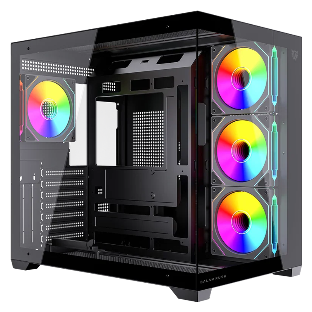 Gabinete Balam Rush Tank Core Ultra GM925, Midi-Tower, incluye 4 Ventiladores, Negro