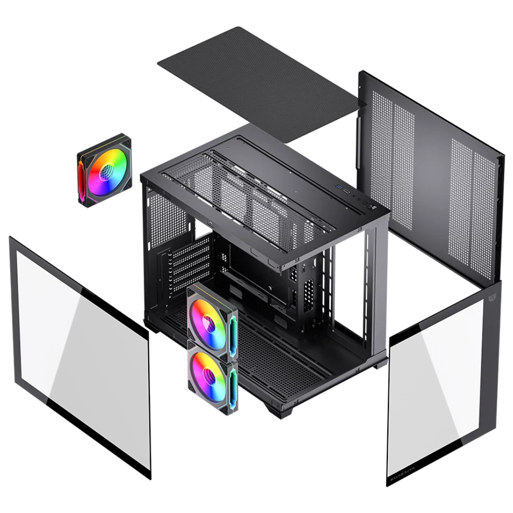 Gabinete Balam Rush Tank Core Ultra GM925, ATX, Incluye 4 ventiladores 120mm, Negro
