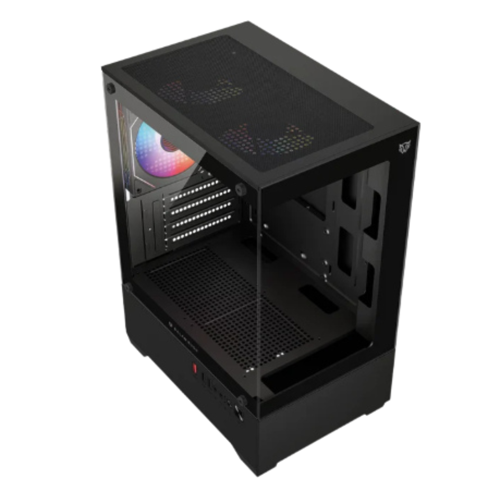 Gabinete Balam Rush NITROX GLOW CRYSTAL 4700C, Micro-ATX, Incluye 3 Ventiladores, Negro