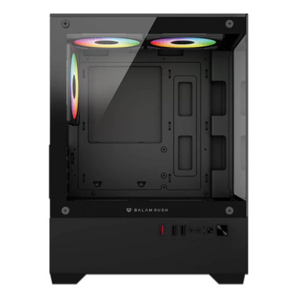 Gabinete Balam Rush NITROX GLOW CRYSTAL 4700C, Micro-ATX, Incluye 3 Ventiladores, Negro
