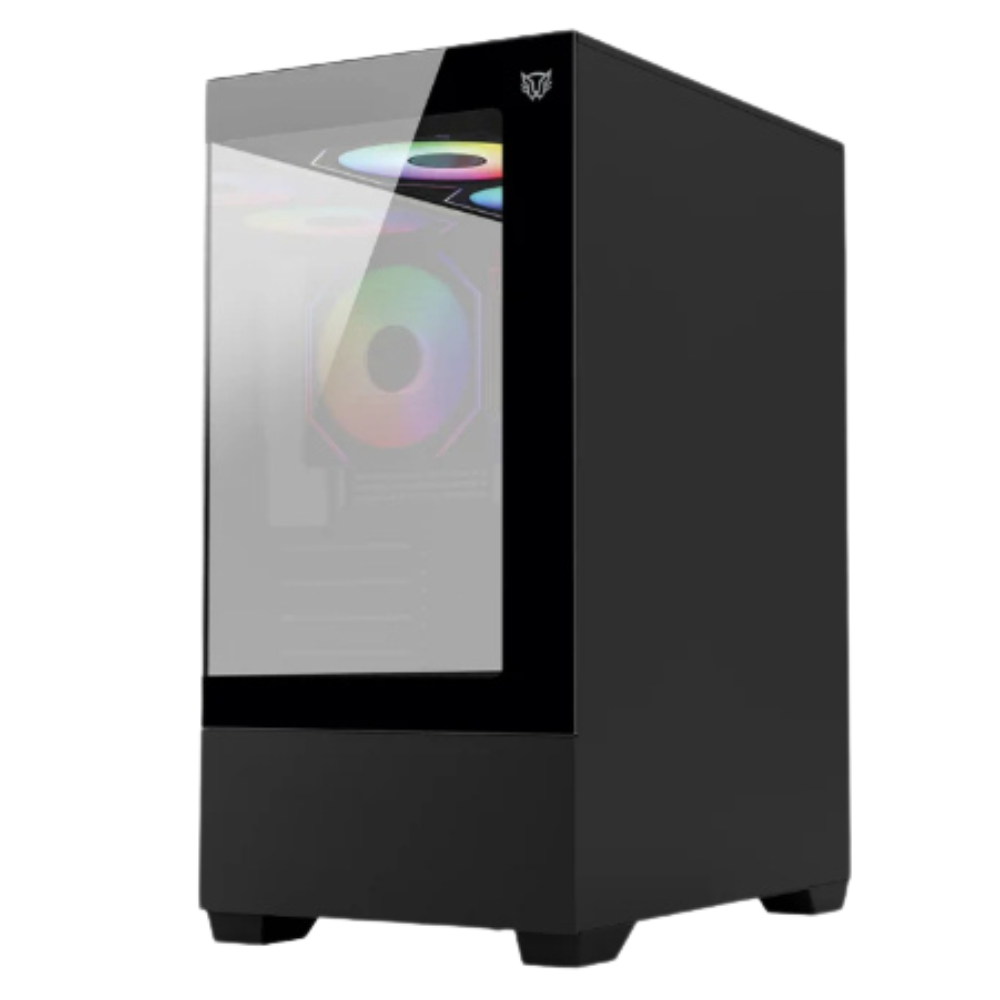 Gabinete Balam Rush NITROX GLOW CRYSTAL 4700C, Micro-ATX, Incluye 3 Ventiladores, Negro