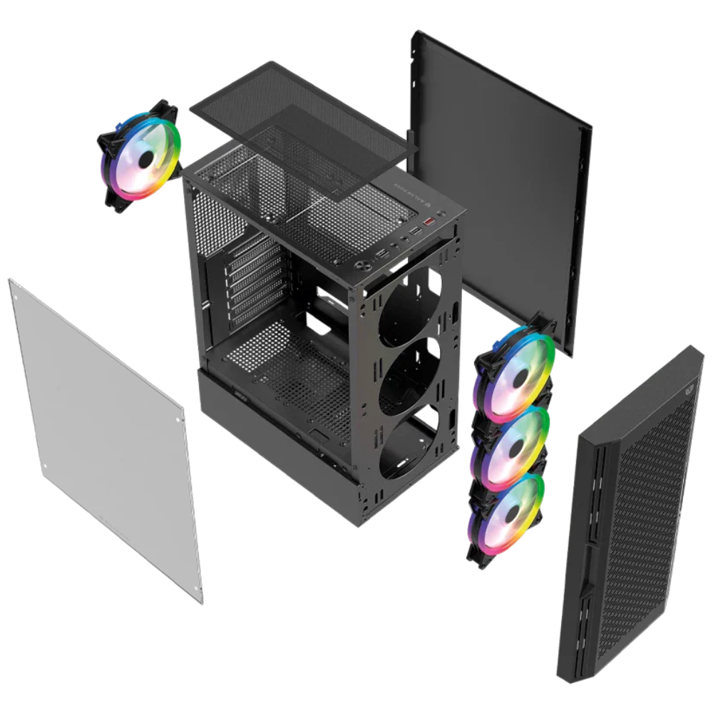 Gabinete Balam Rush Dragonfly Ventra GM570 | Max ATX | Incluye 4 ventiladores de 120mm | Negro