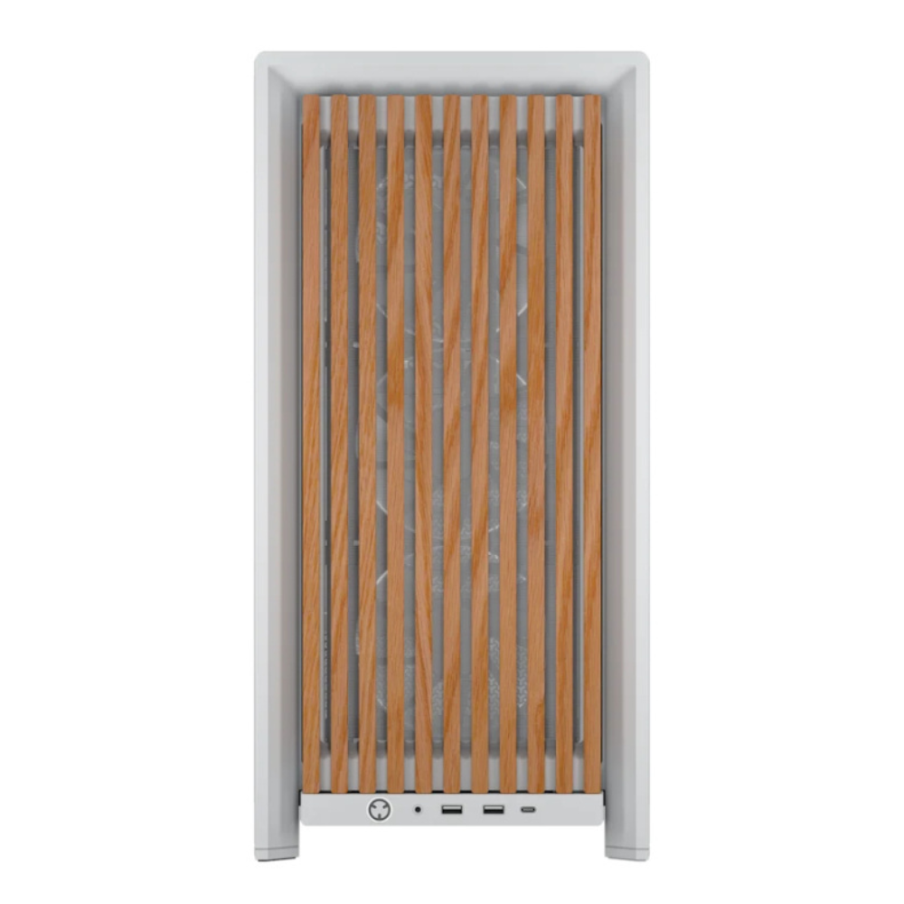 Gabinete Corsair Frame 4000D Wood RS, Midi-Tower, Blanco y Roble.