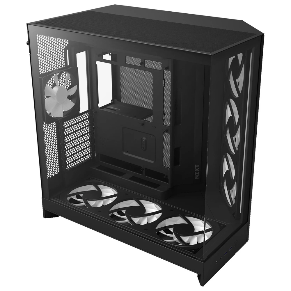 Gabinete NZXT H9 Flow 2 Rgb, Atx, Incluye 7 ventiladores, Negro