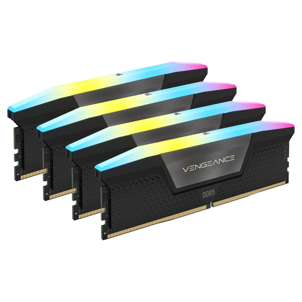 Kit de Memorias RAM DDR5 Corsair Vengeance RGB 128GB(4x32GB), 5600MHz, Negro CL40-77.