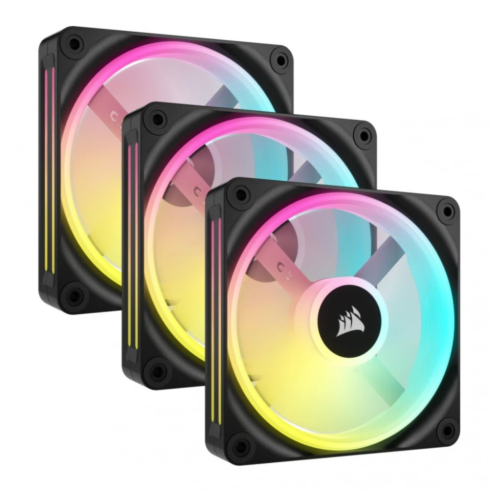 Kit de tres Ventiladores Corsair Icue Link Qx120, Rgb, 120Mm, Domo Magnetico, Negro