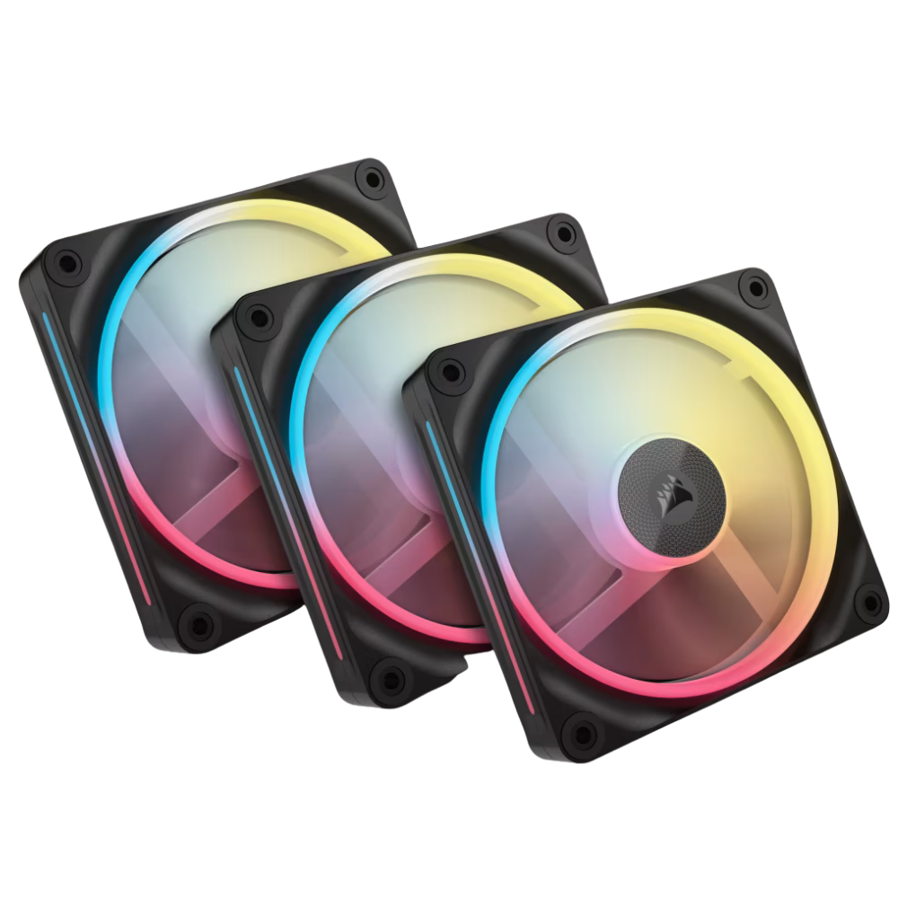 Kit de tres Ventiladores IcUE Link LX120, RGB, 120mm, Magnético, Negro