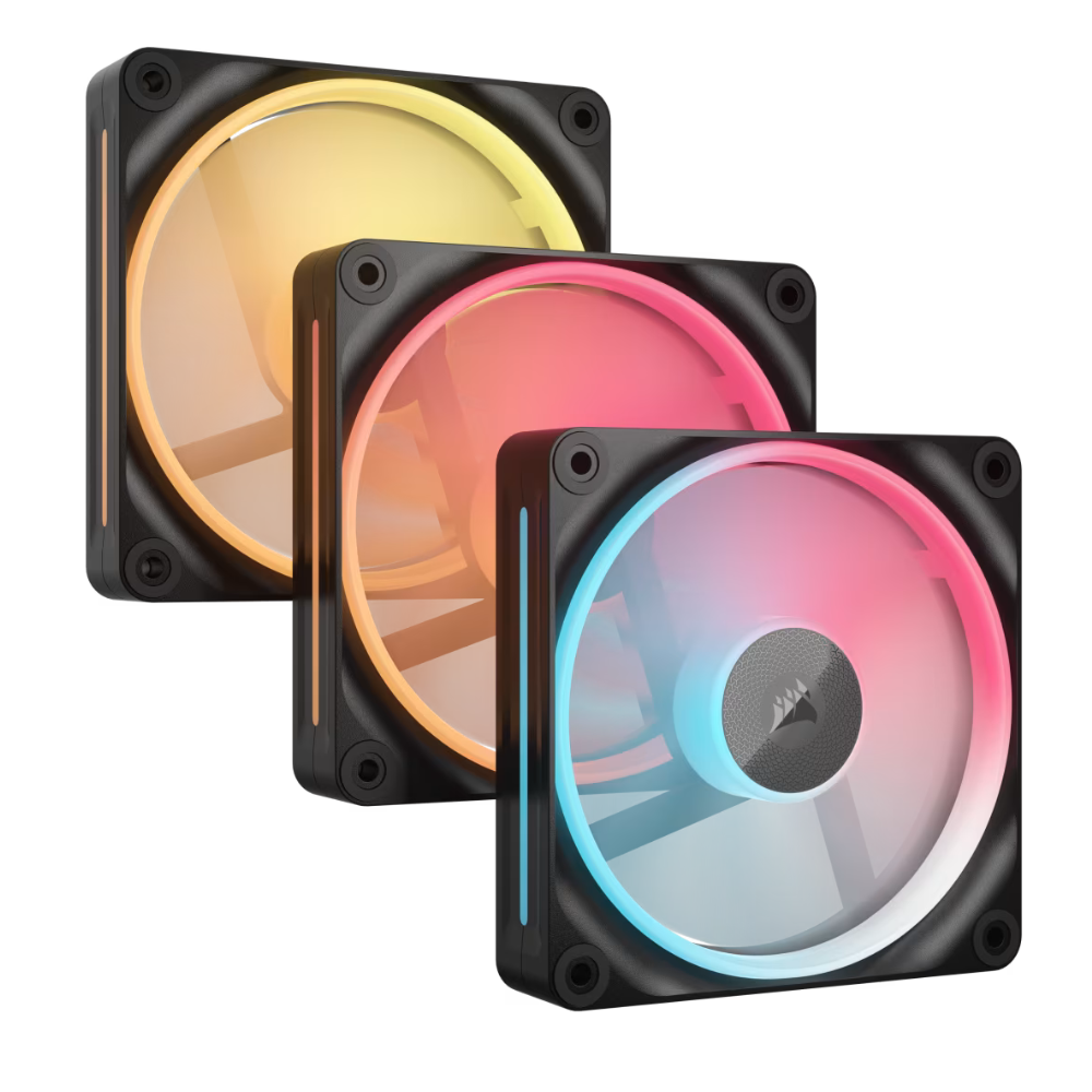 Kit de tres Ventiladores IcUE Link LX120, RGB, 120mm, Magnético, Negro