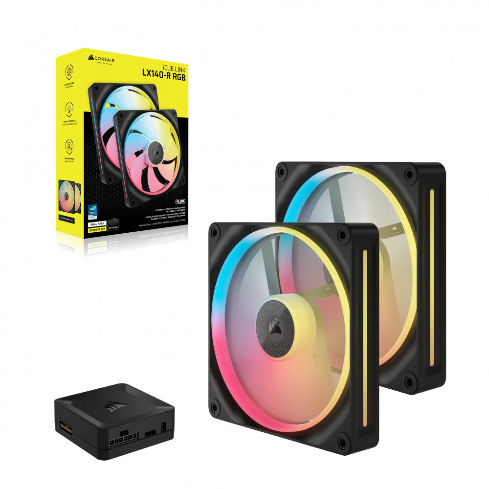 Kit de dos Ventiladores Corsair IQ Link LX140-5, 140mm, Magnético, Negro