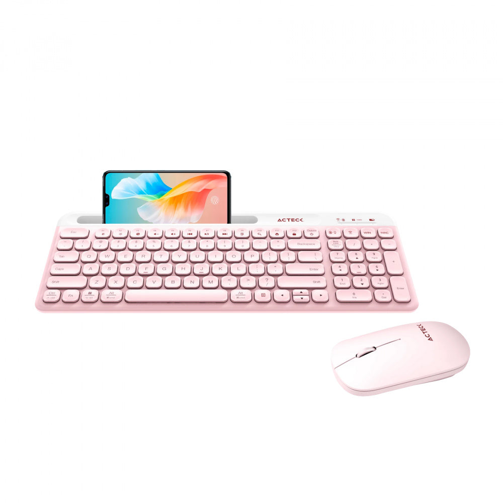 Kit De Teclado Y Mouse Acteck Creator Virtuos Silk MK720 Inalambrico Bluetooth - Rosa