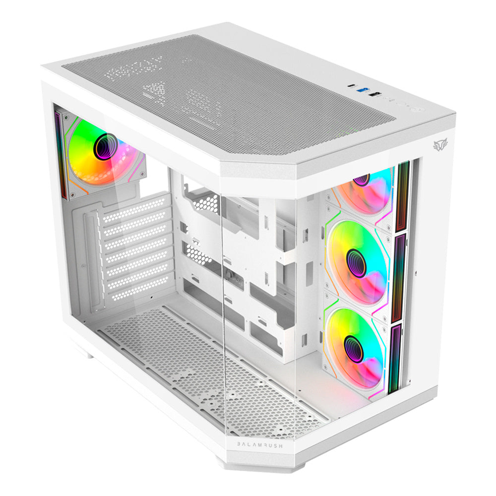 Gabinete Balam Rush Tank Master 9600TB ARGB- ATX- Incluye 4 Ventiladores- Blanco
