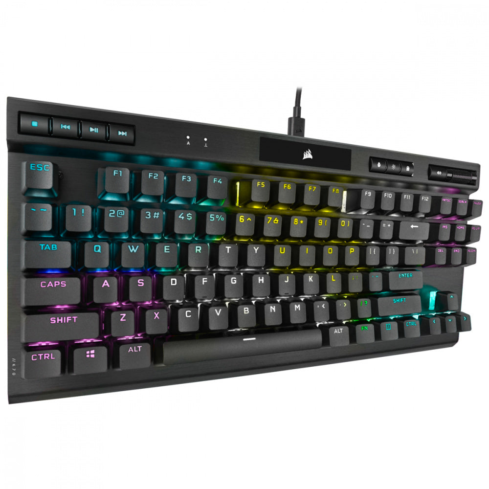 Teclado Gamer Mecanico Corsair K70 RGB TKL Champion RGB TKL- Cherry MX RGB Speed - Alambrico - Negro (Ingles)