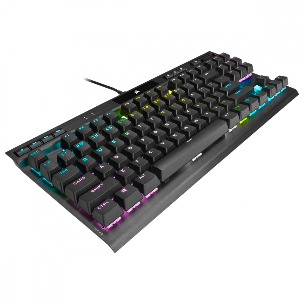 Teclado Gamer Mecanico Corsair K70 RGB TKL Champion RGB TKL- Cherry MX RGB Speed - Alambrico - Negro (Ingles)