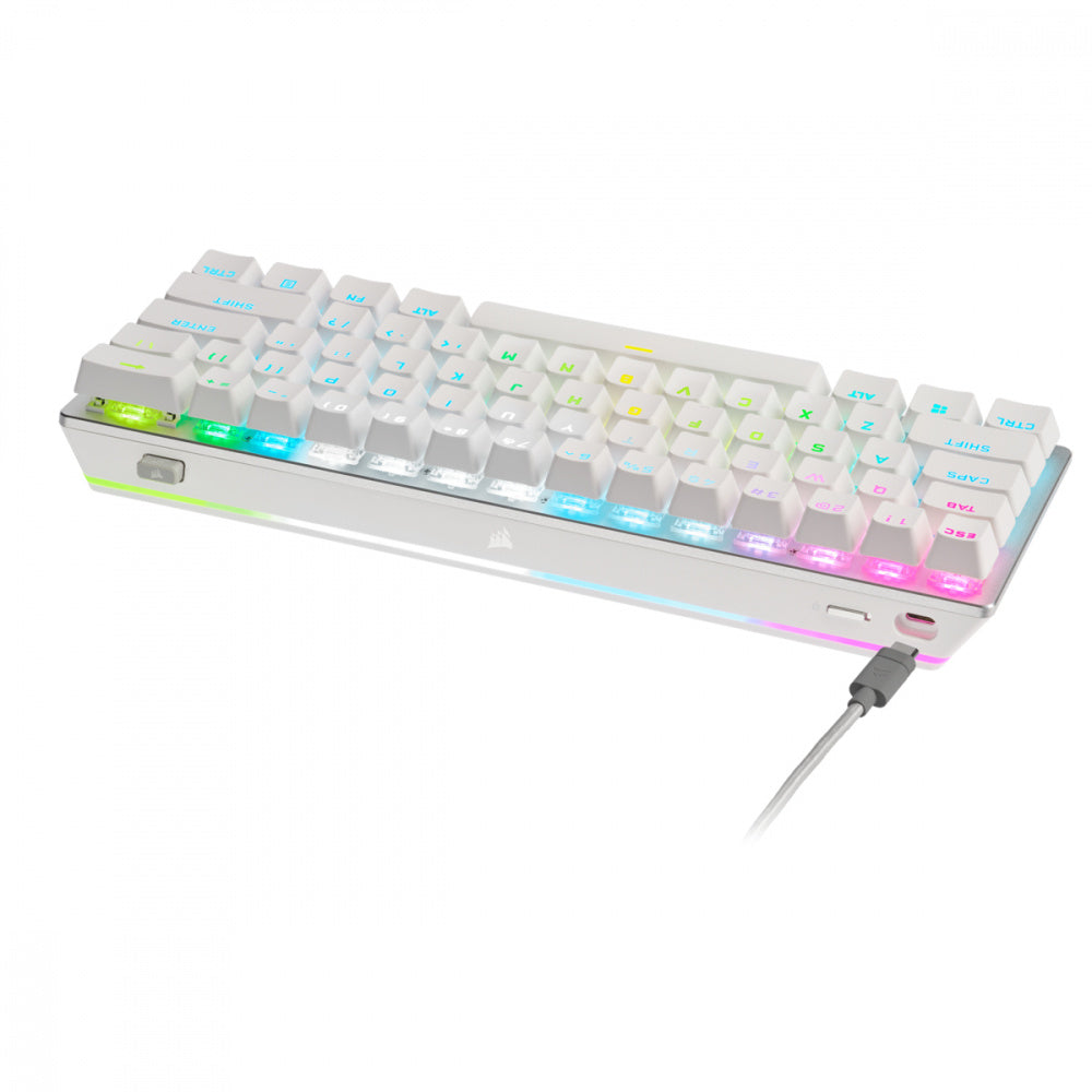 Teclado Gamer Mecanico Corsair K70 PRO MINI WIRELESS 60%- Switch Cherry MX Red- Inalambrico - Blanco (Ingles)