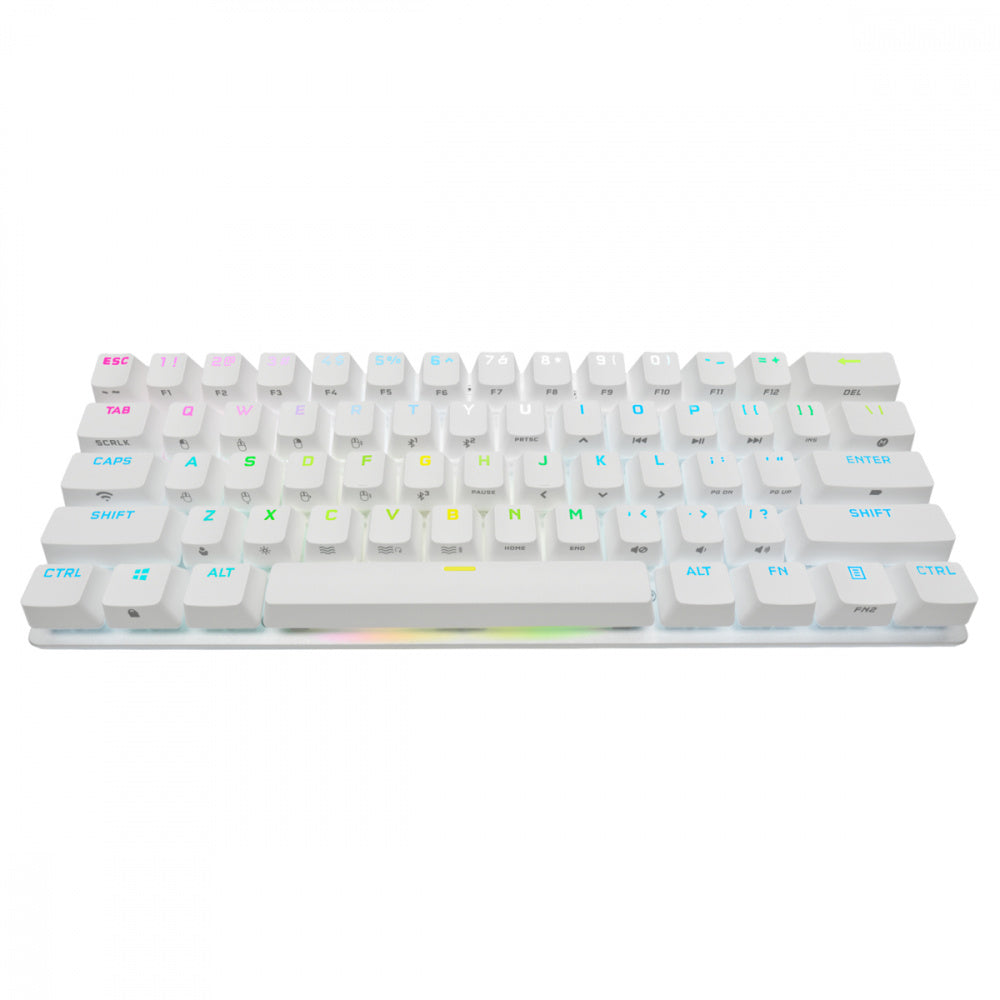 Teclado Gamer Mecanico Corsair K70 PRO MINI WIRELESS 60%- Switch Cherry MX Red- Inalambrico - Blanco (Ingles)