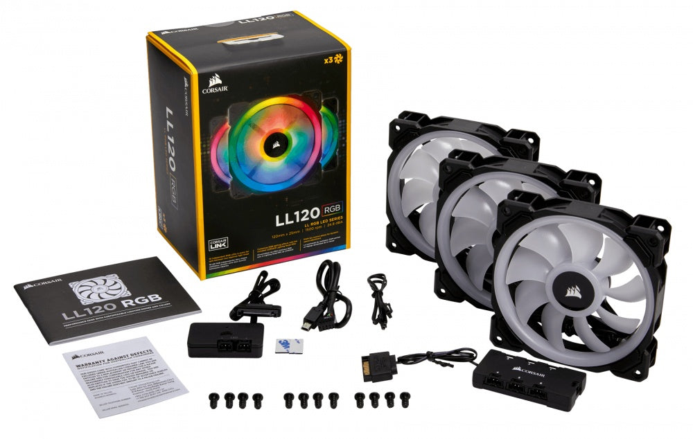 Kit De Ventiladores Corsair LL120 RGB 3x120mm - Negro