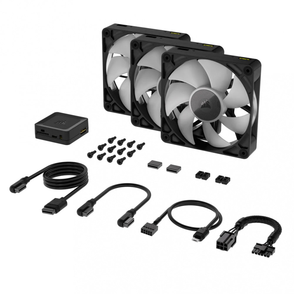 Kit De Ventiladores Corsair RX120 RGB PWM - 3x 120mm - Negro