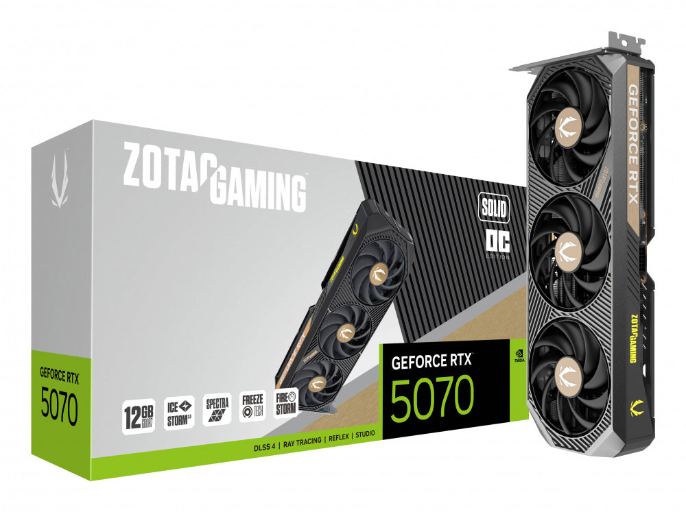 Tarjeta de Video ZOTAC NVIDIA GeForce RTX 5070 SOLID OC - 12GB GDDR7