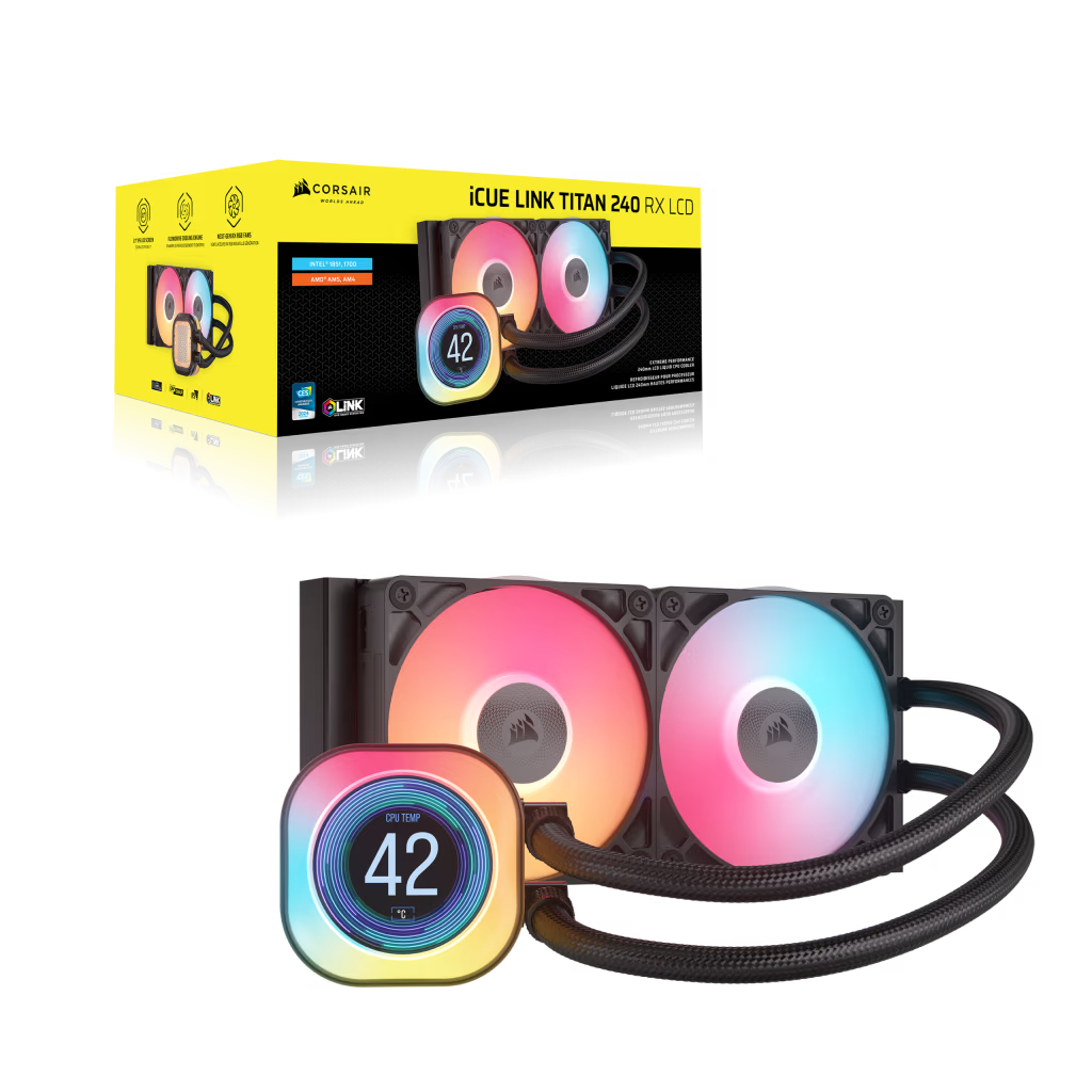 Enfriamiento Liquido Corsair CPU iCUE Link Titan 240RX LCD 240mm Negro