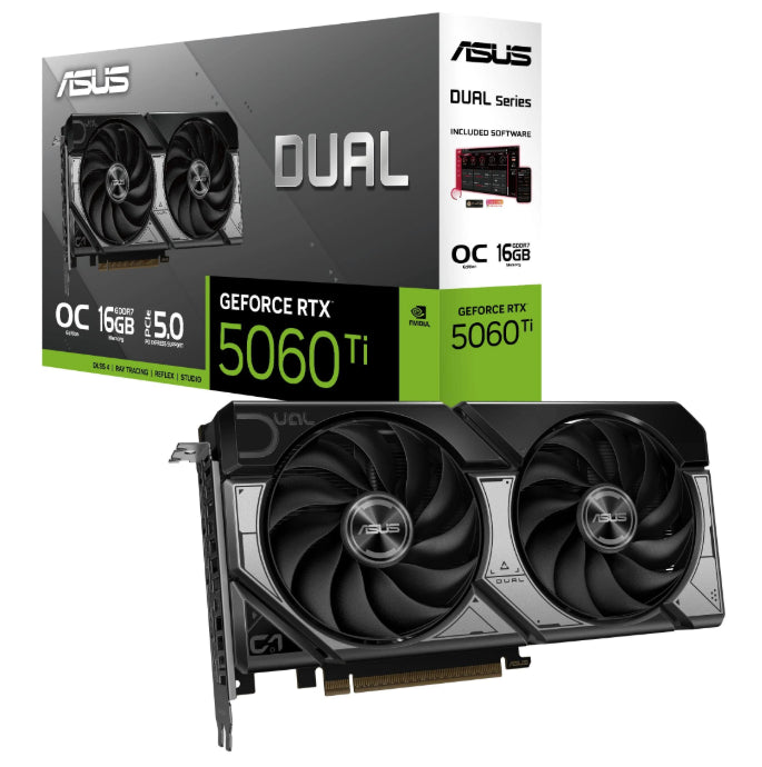 Tarjeta De Video Asus Dual-RTX5060TI-O16G, GDDR7, Negro