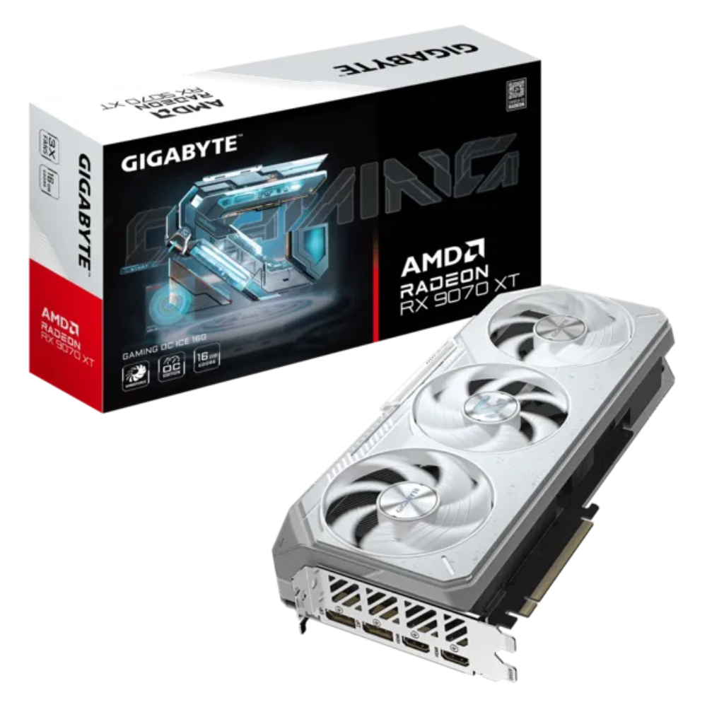 Tarjeta De Video Gigabyte AMD Radeon RX 9070 XT GAMING OC ICE, 16GB, GDDR6, Blanca