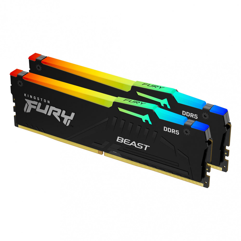 Memoria RAM Kingston Fury Beast RGB Expo, 64GB (2X32GB), DDR5, 5200MT/s, Negro.