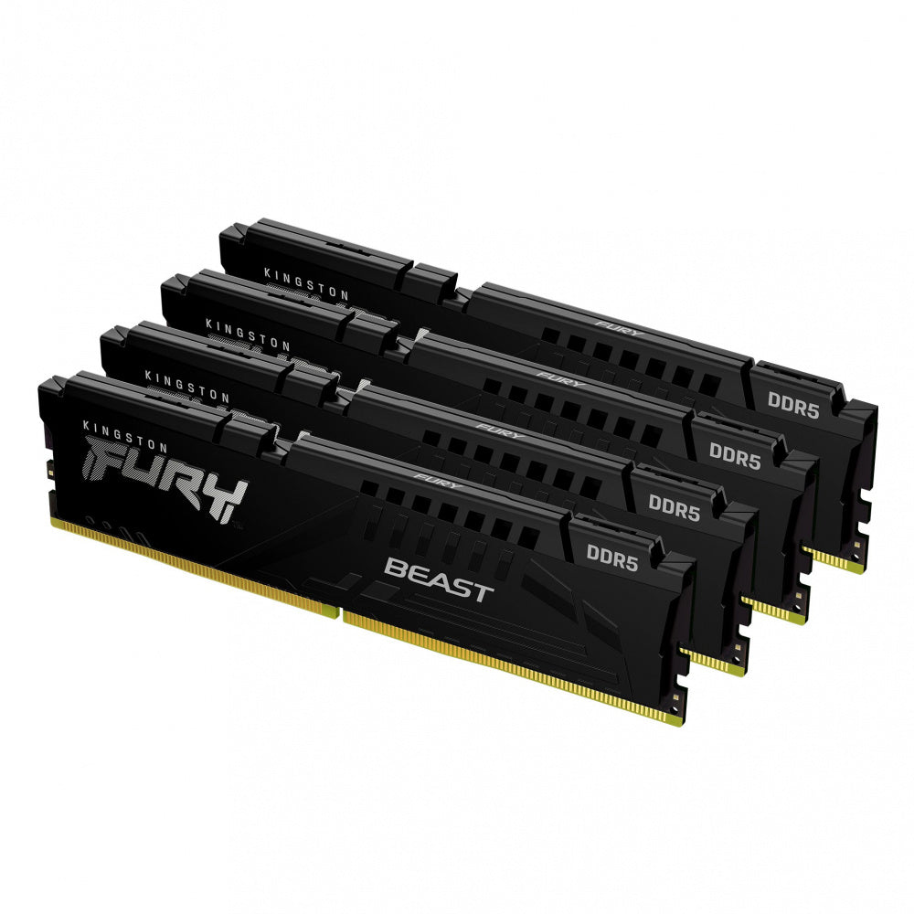 Memoria RAM Kingston Fury Beast XMP, 128GB (4X32GB), DDR5, 6000MT/s, Negro.