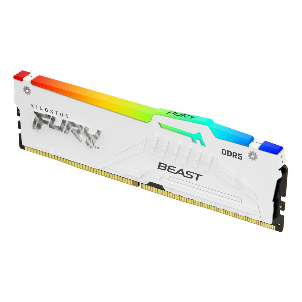 Memoria Ram Dimm Kingston Fury Beast Blanco RGB, 16Gb, DDR5, 5200Mts.