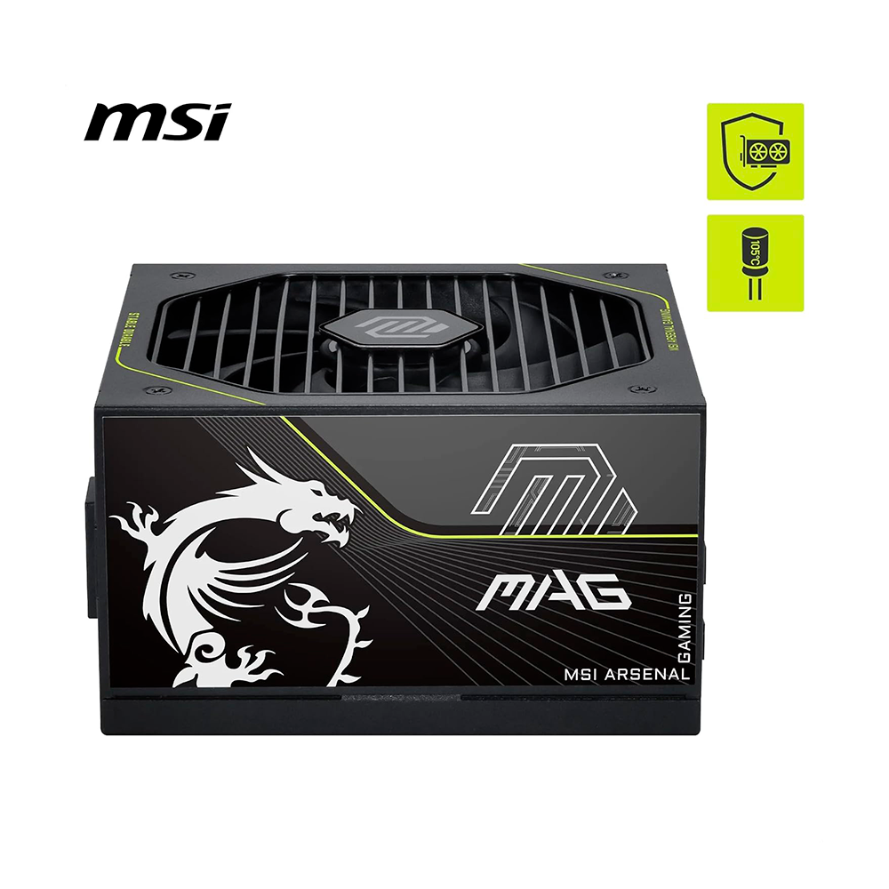 Fuente De Poder MSI Full Modular MAG A1000PLS PCIE5, 80Plus Platino, 1000W.