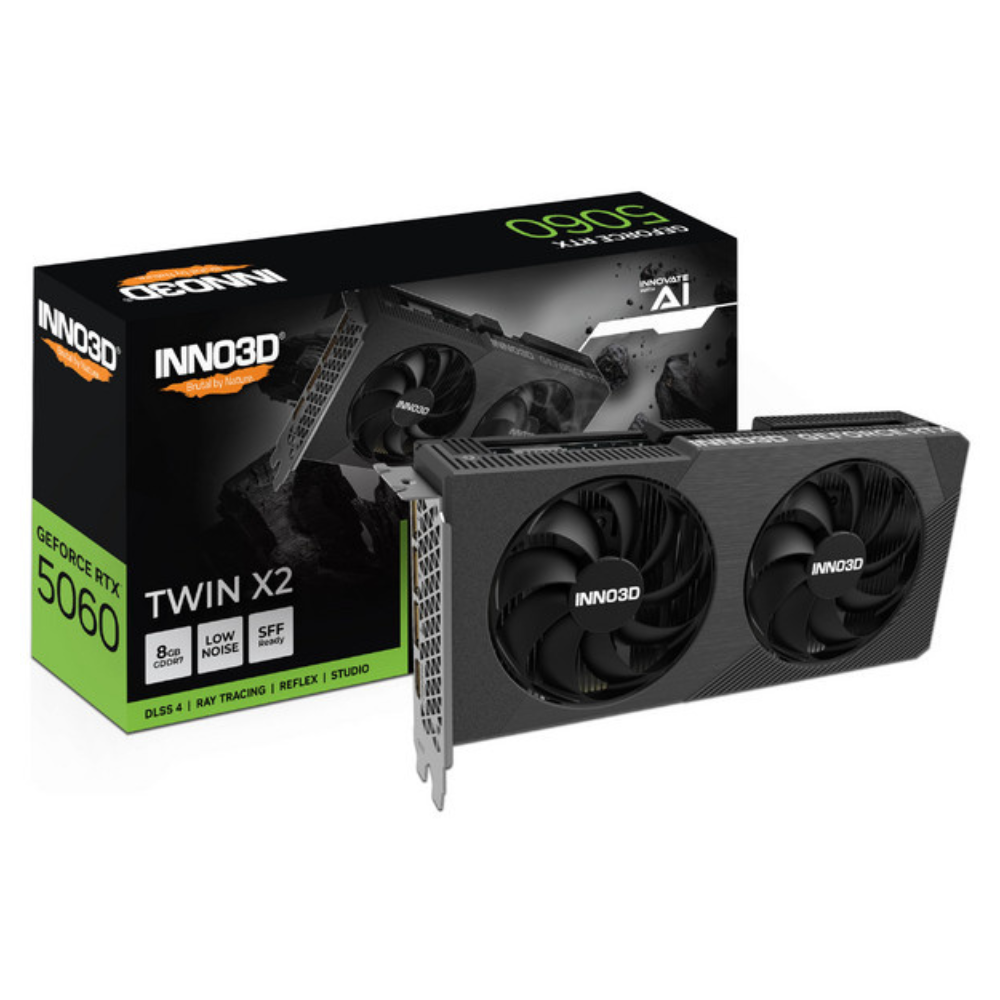 Tarjeta de Video INNO3D NVIDIA GeForce RTX5060 Twin X2 | 8GB, GDDR7 128bit PCI Express 5.0 Black