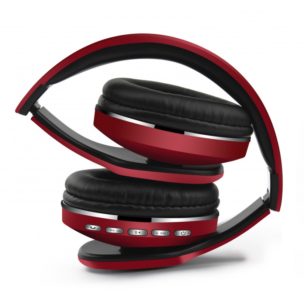 Audífonos Naceb Cetus, Diadema, Micrófono, Bluetooth, Plegable, Rojo