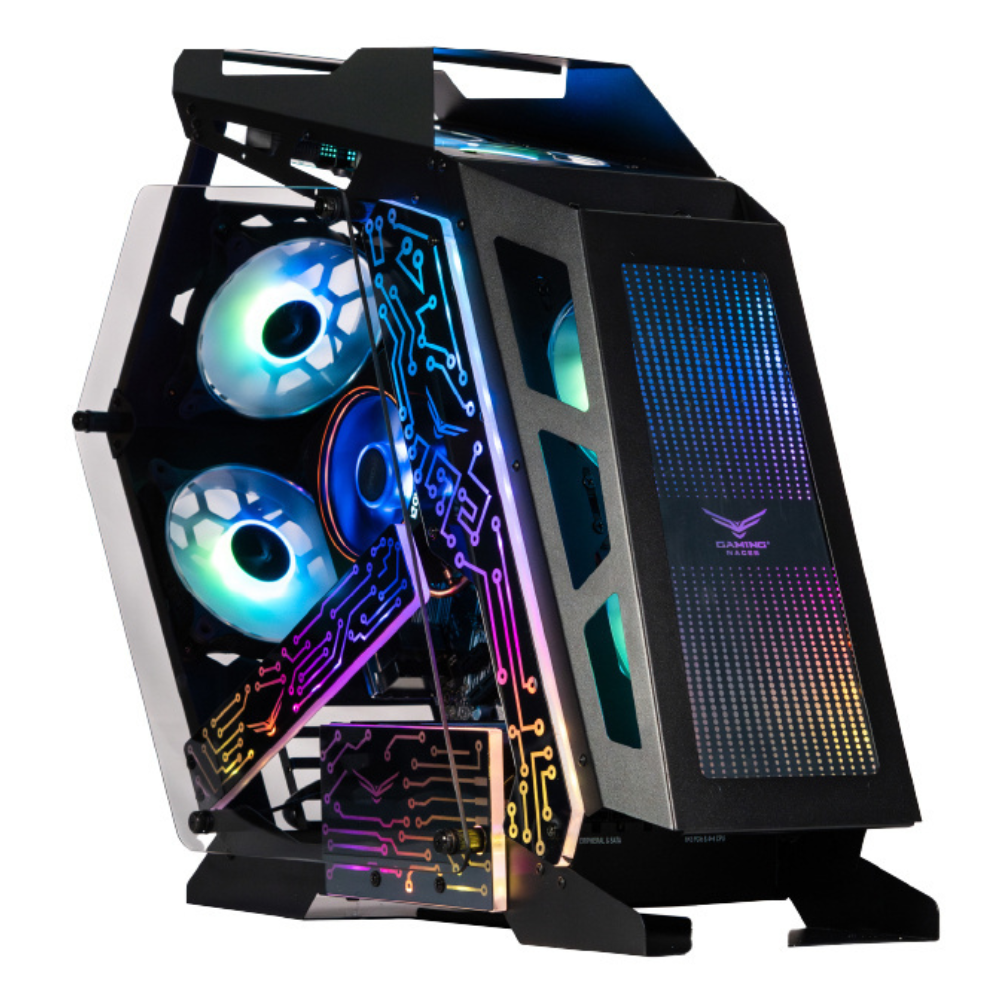Gabinete Naceb Gamer Olympian, Midi-Tower, Micro-ATX, Incluye 3 ventiladores, Negro.