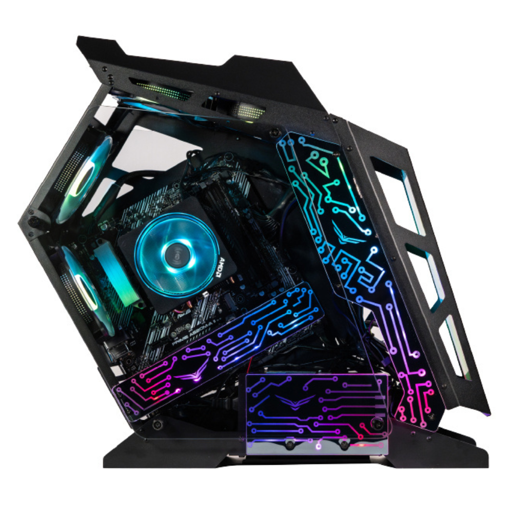 Gabinete Naceb Gamer Olympian, Midi-Tower, Micro-ATX, Incluye 3 ventiladores, Negro.
