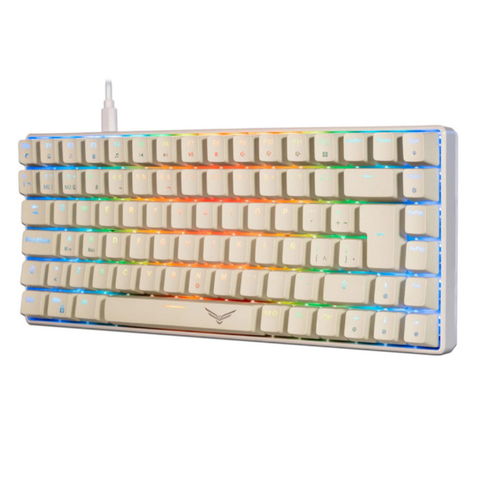 Teclado Mecánico Gamer NACEB NA-0970, RGB 80% Compacto, Diseño Basilisk, Gris.