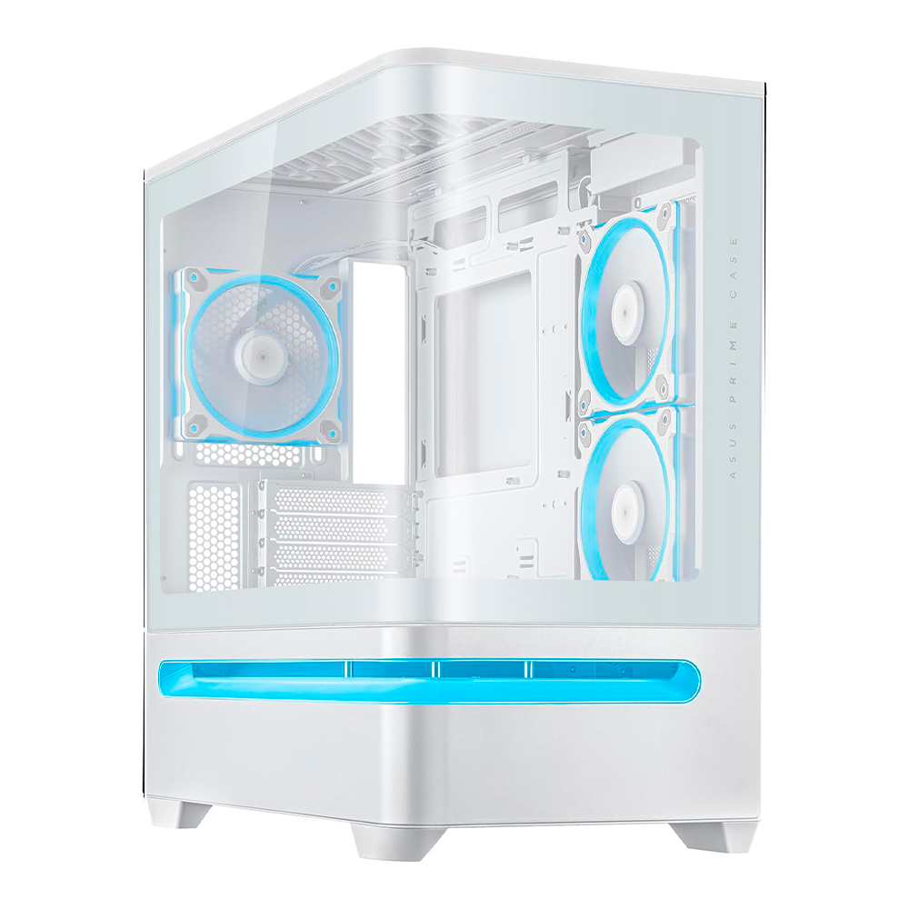 Gabinete ASUS PRIME AP202, Midi-Tower, Micro-ATX/Mini-ITX, Incluye 3 Ventiladores, Blanco
